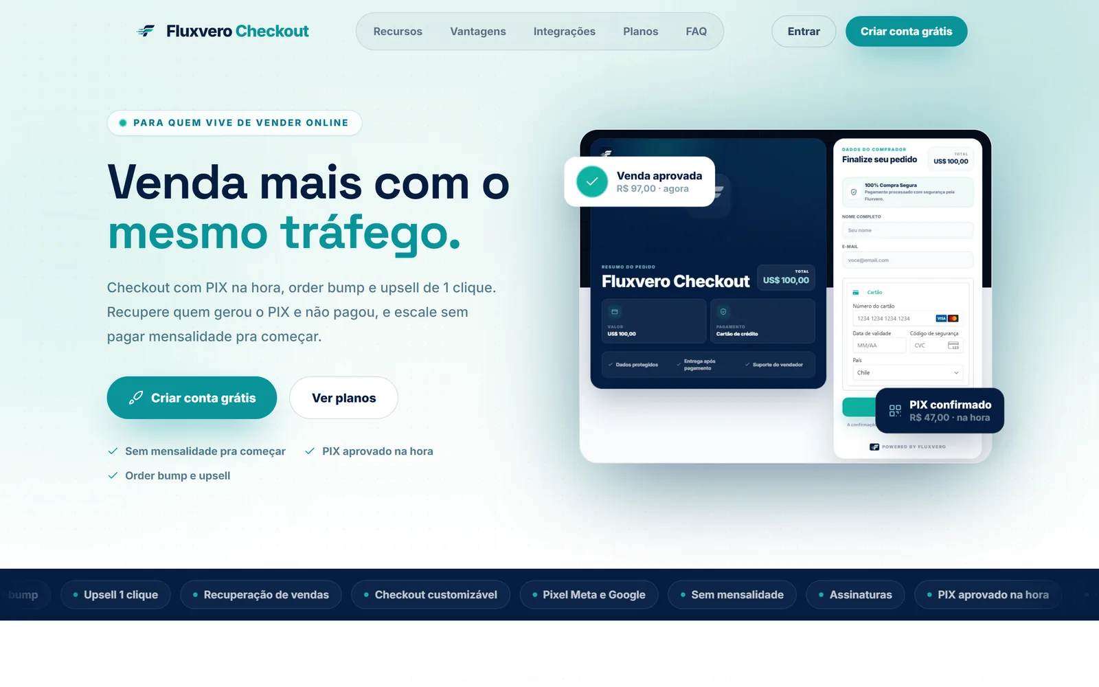 Pantalla de Fluxvero Checkout