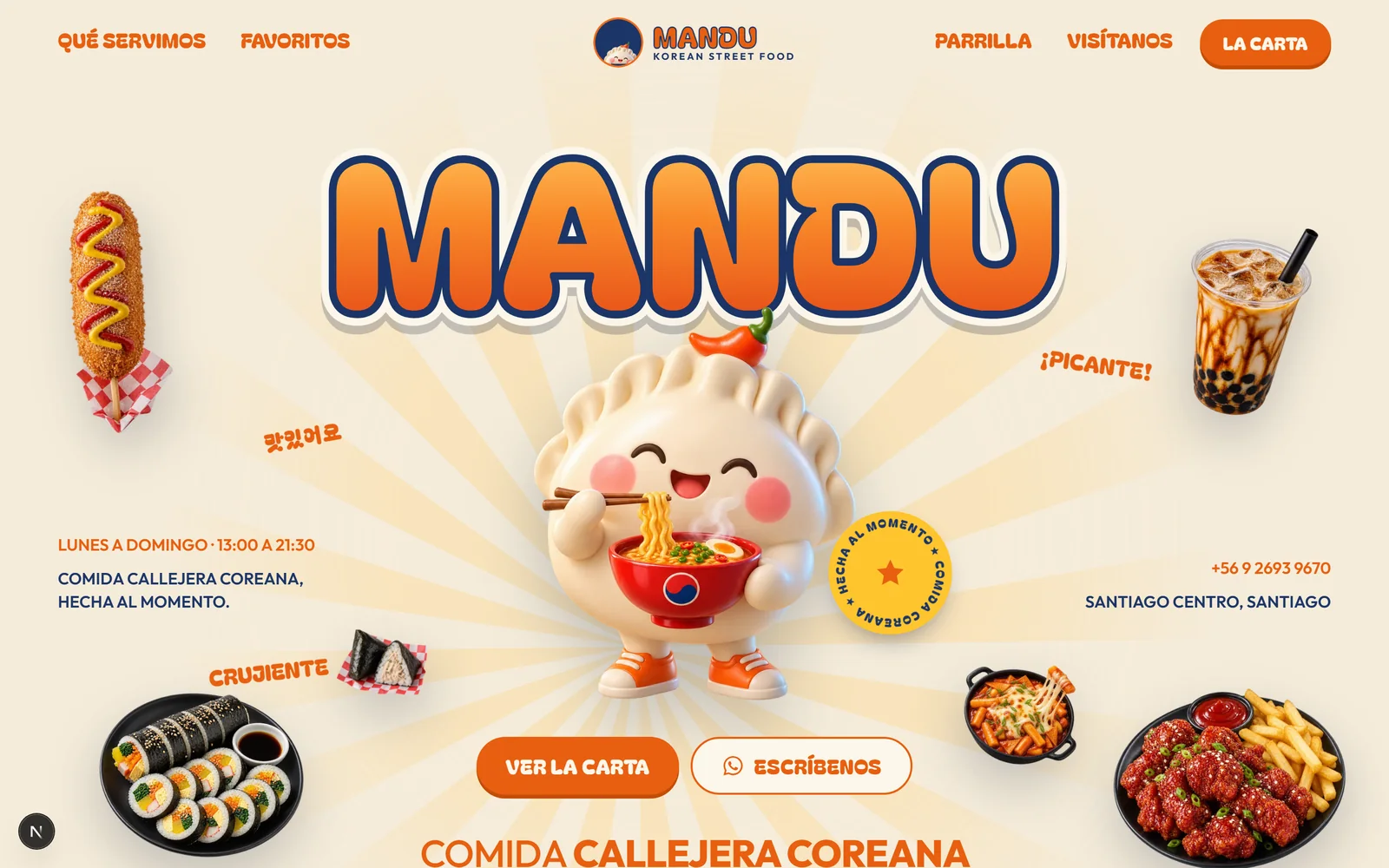 Pantalla de Mandu Korean Street Food