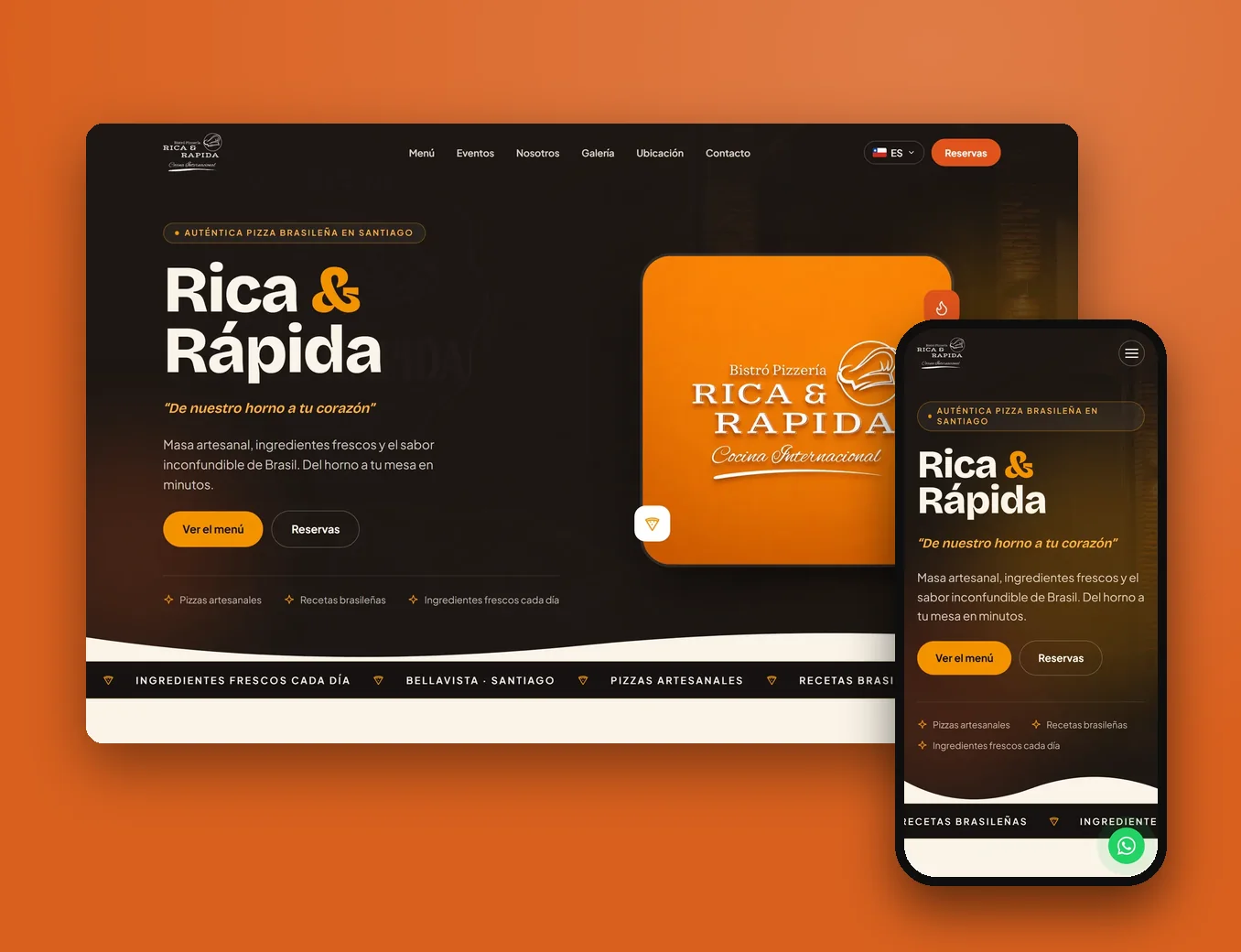 Rica & Rápida: Sitio bilingüe y caja para pizzería