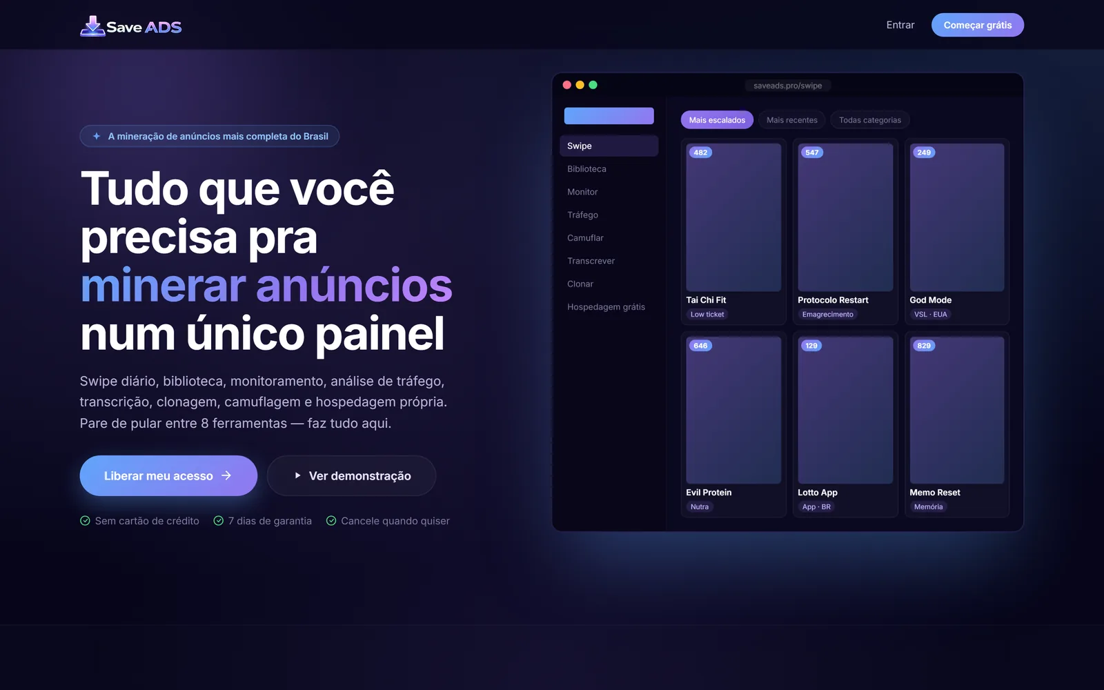 Pantalla de SaveAds